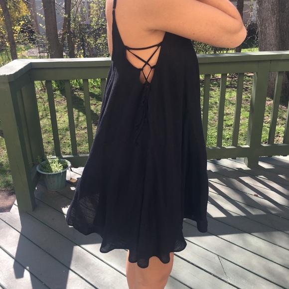 black flowy mini dress